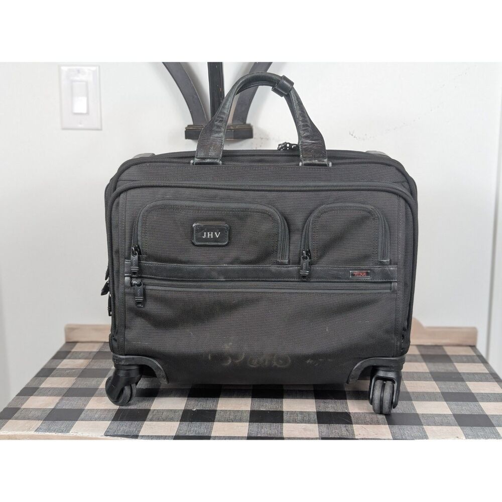 Tumi Alpha Deluxe 4 Wheeled Laptop Case Brief Monogrammed